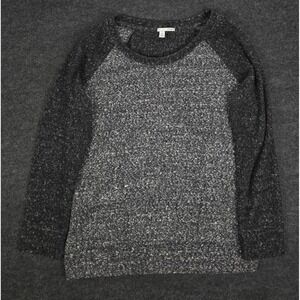 Halogen Womens Charcoal Gray Speckled Long Sleeve Raglan Knit Top Comfy Size MP